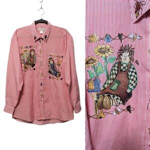 WHITE GINGER BY CACTUS Raggedy Doll Striped Top L